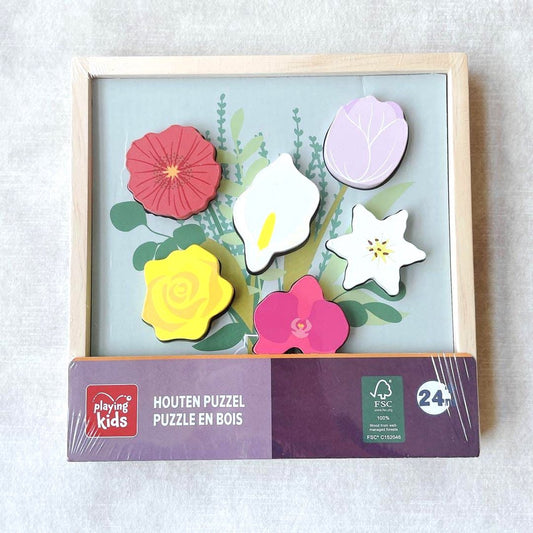 Houten Leg Puzzel - Bloemen - Playing Kids