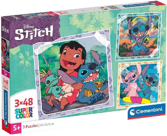 Clementoni - Puzzel - 3 x 48 Stukjes - Lilo en Stitch - Puzzel Voor Kinderen - Vanaf 5 Jaar