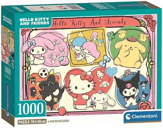 Clementoni Legpuzzel Hello Kitty Vol. 2 - Puzzel 1000 Stukjes - Jigsaw Puzzle - Compact Box - Legpuzzels en Puzzels voor Volwassenen