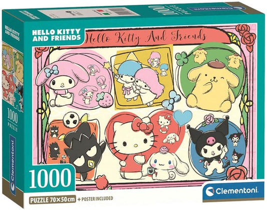 Clementoni Legpuzzel Hello Kitty Vol. 2 - Puzzel 1000 Stukjes - Jigsaw Puzzle - Compact Box - Legpuzzels en Puzzels voor Volwassenen