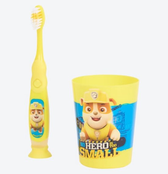 Paw Patrol Tandenborstelset voor kinderen 3+ met timer en zuignap - Rubble